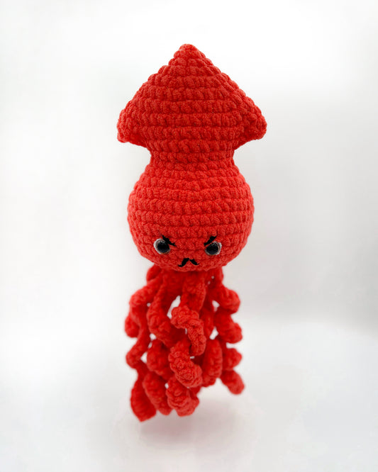 Angry Orange Sparkle Squid Plushie