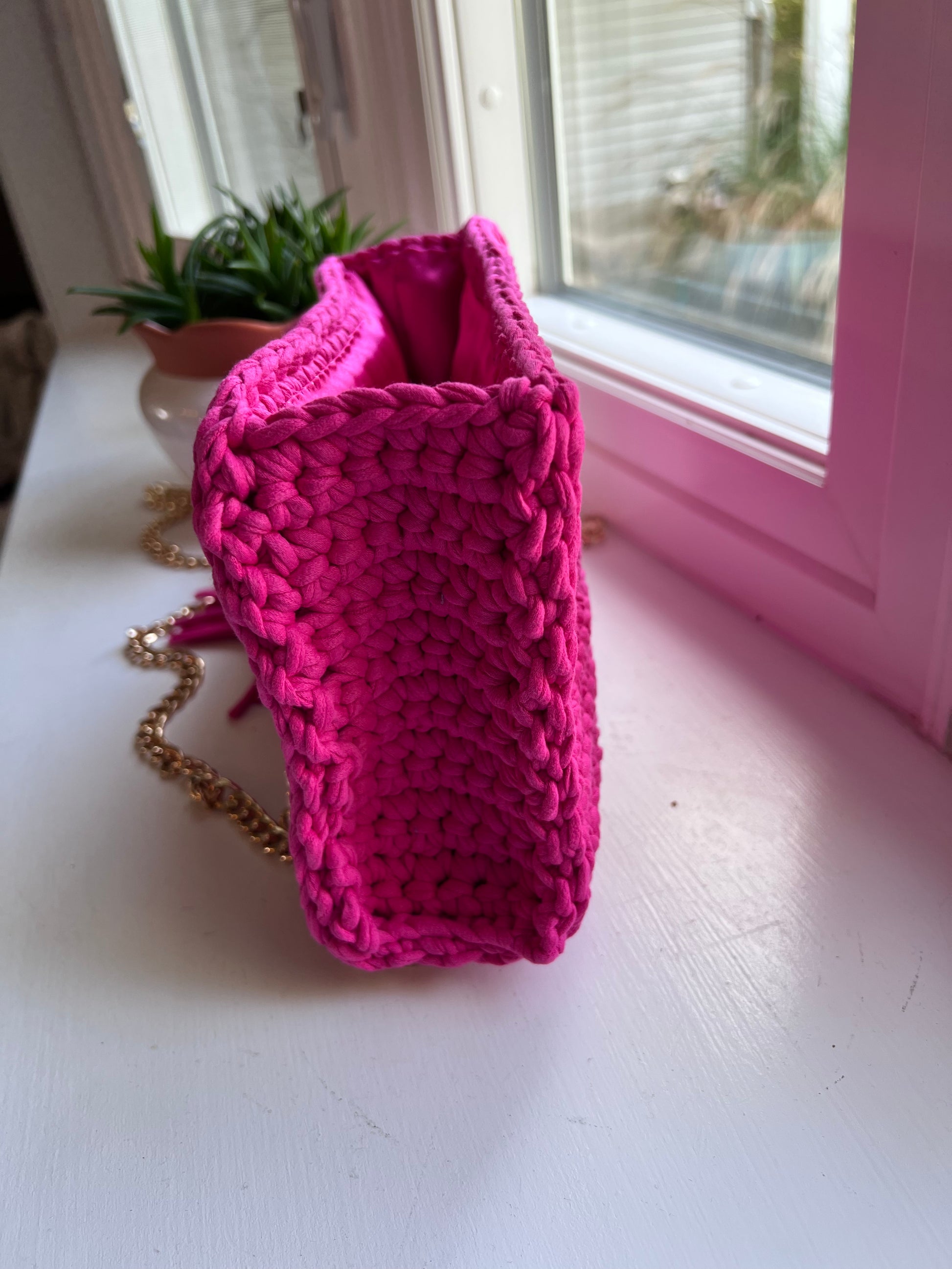 Homemade Crochet TShirt Yarn Cross Body Bag